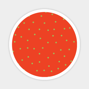 Green Polka Dots on Orange Background Magnet